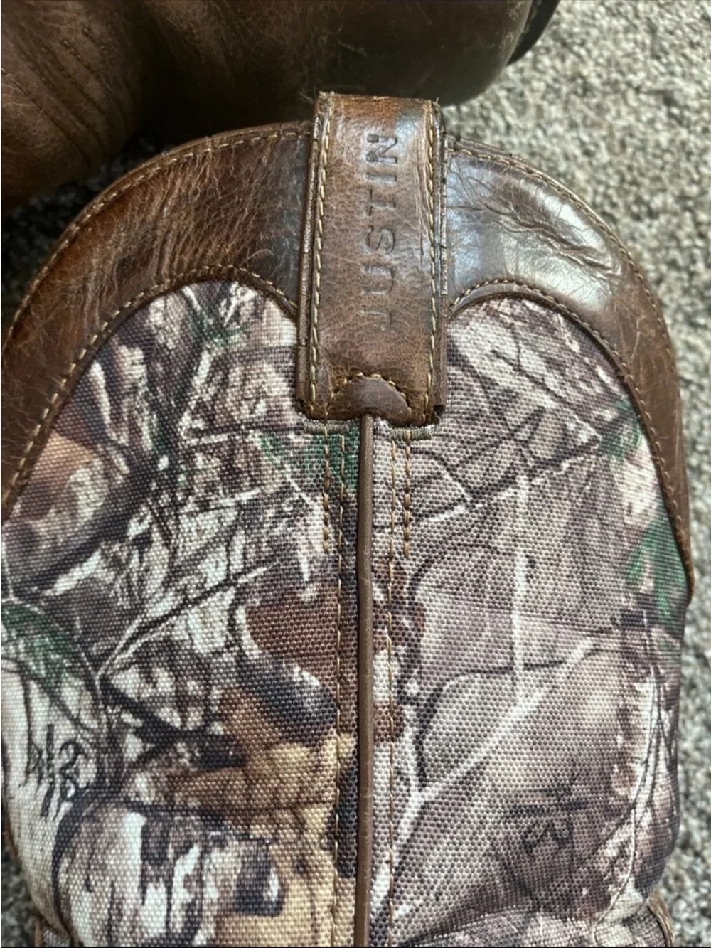Justin Original Work Boots Mens 10EE Steel Toe Brown Camo Pull On AC1003 Wide